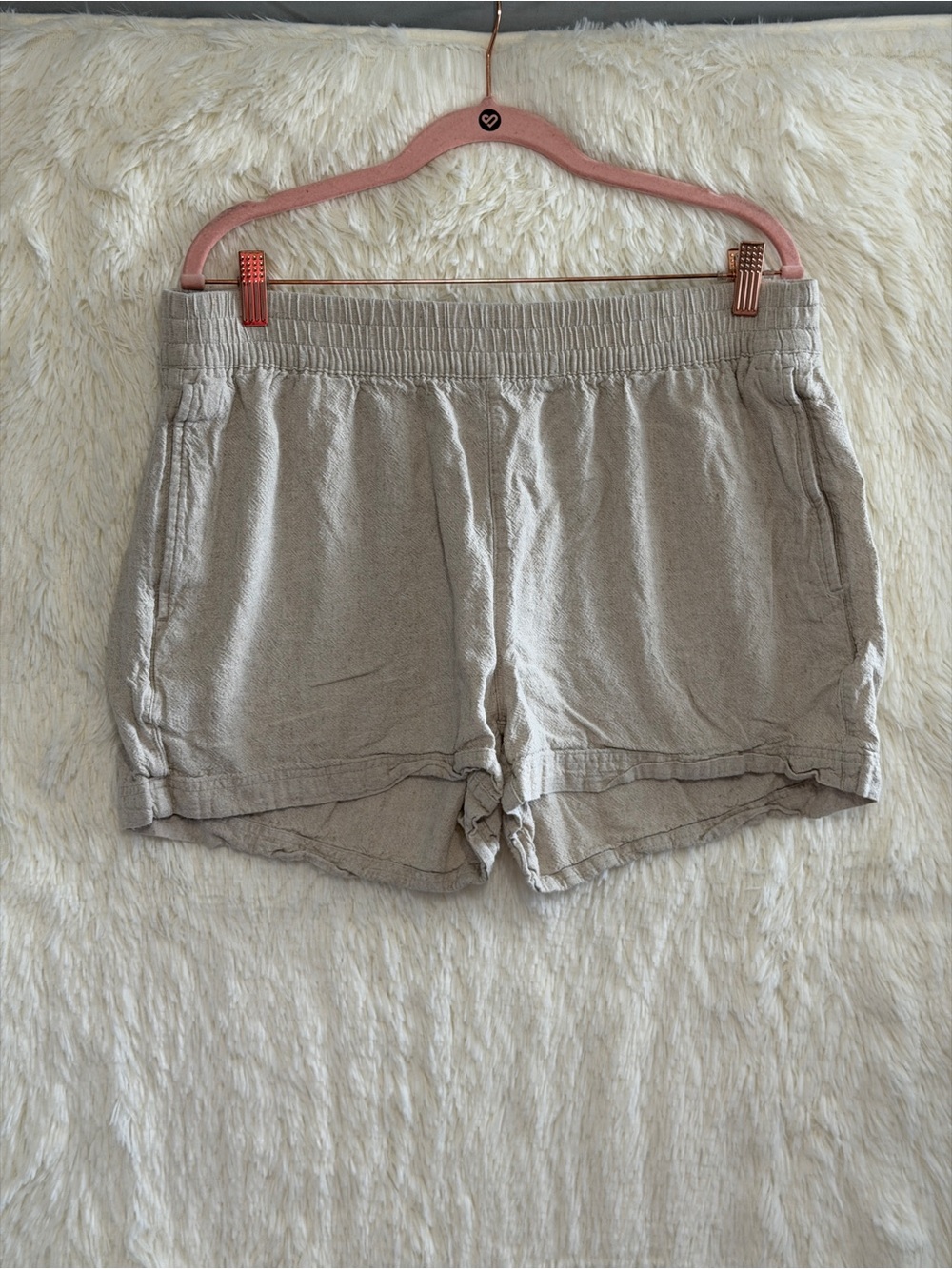 Old Navy Womens Linen Blend Shorts Size Large Beige Quiet Luxury Coastal Boho